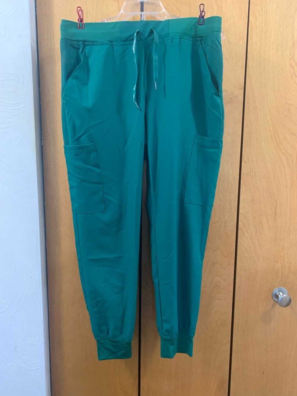 Med Couture Hunter Green Scrub Top with White Logo